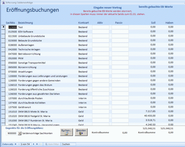 Eröffnungsbuchungen