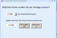 Vorlagefunktion Kontenneuanlage